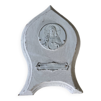 Old wooden medallion of Jesus Christ white