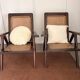 Paire de fauteuils en acajou et cannage 1950