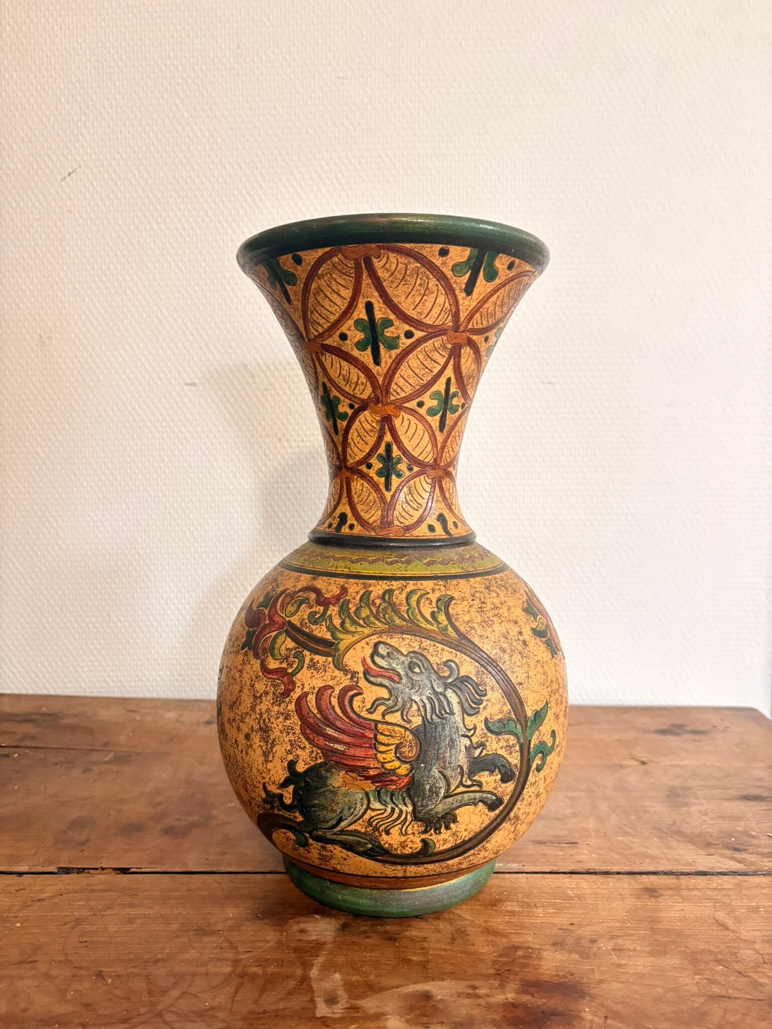 Ceramic Vase Montopoli Italy Sgraffito Tuscany Vintage