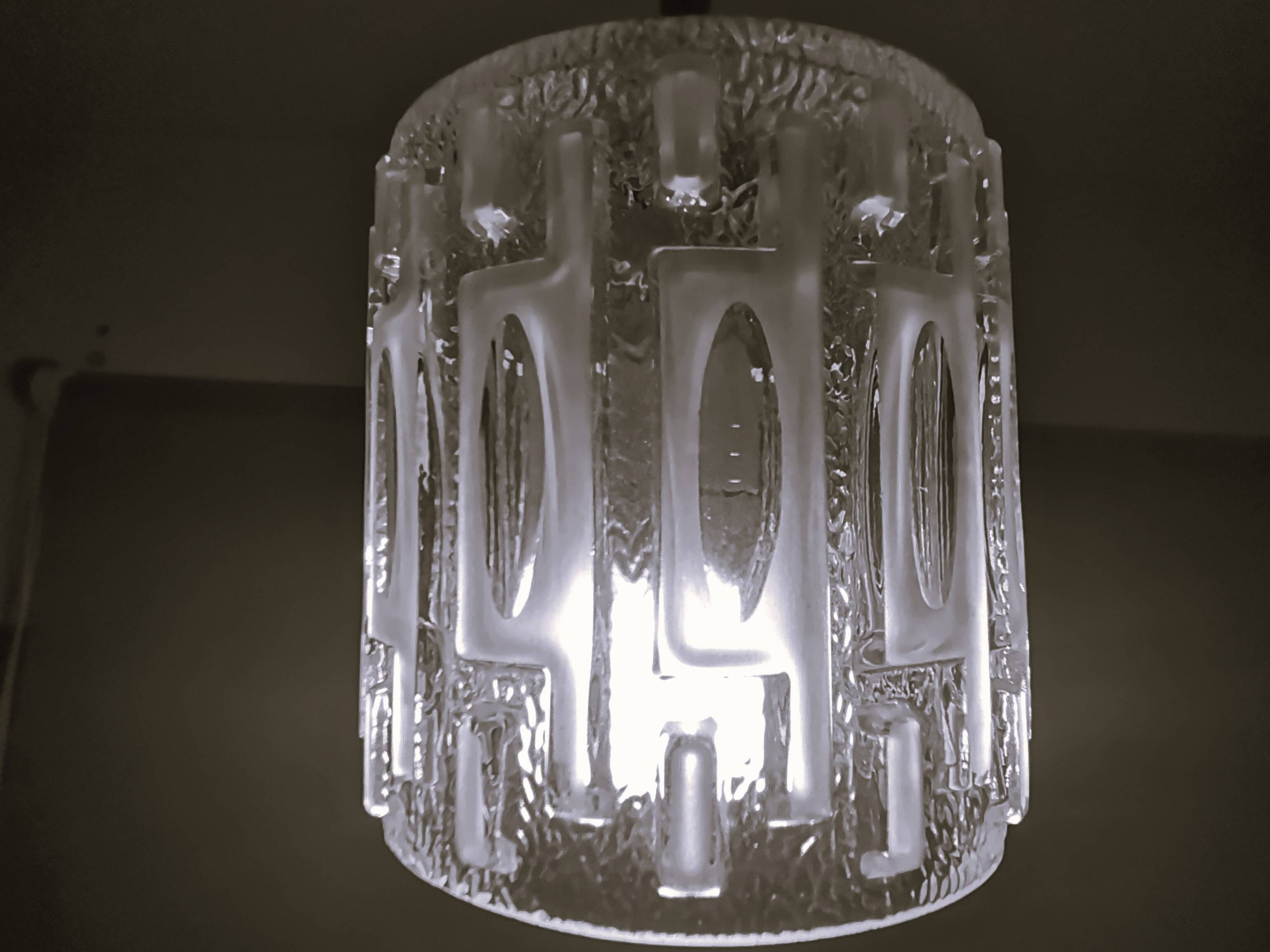 Minimalist simple glass hanging lamp USSR 1970s