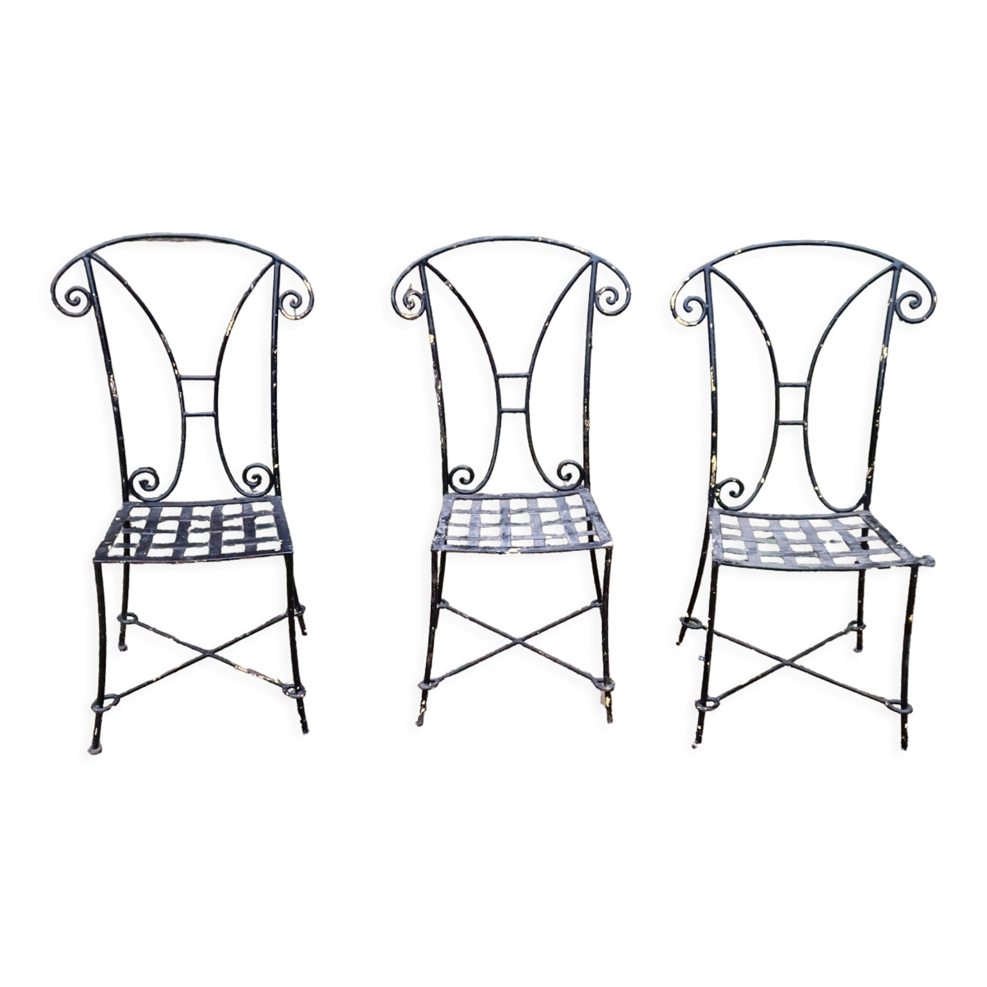 3 wrought iron garden chairs