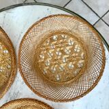 Trio of nesting baskets in woven wicker from the 70s
