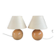 Pair of round base bedside lamps