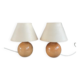 Pair of round base bedside lamps
