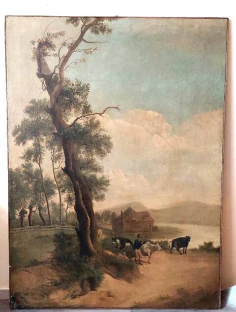 Large oil painting on canvas 2 m x 1.50 m - animated landscape - Charles Louis Verboeckhoven
