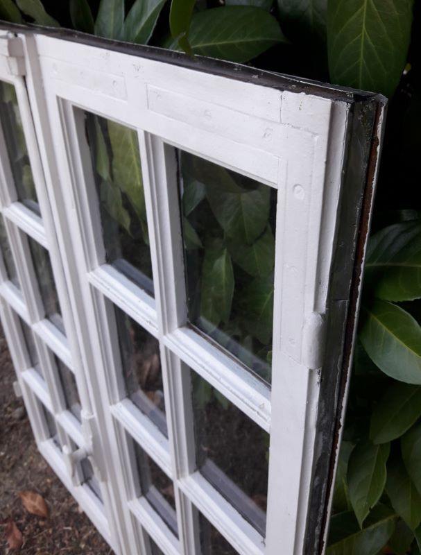 Oak window H96,8xL80,5cm old small tiles