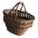 Set of 2 brown wicker baskets from the 1960s — decorative weaving and double handles.