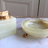 1960-70 onyx ashtray and table lighter set