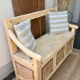 Raw wood bank bench