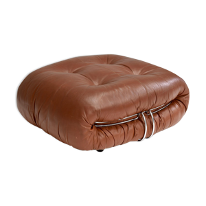 Soriana pouf in light brown leather