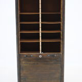 1960s beech tambour cabinet, czechoslovakia