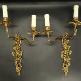 Pair of large Louis XV style wall lights - gilded bronze