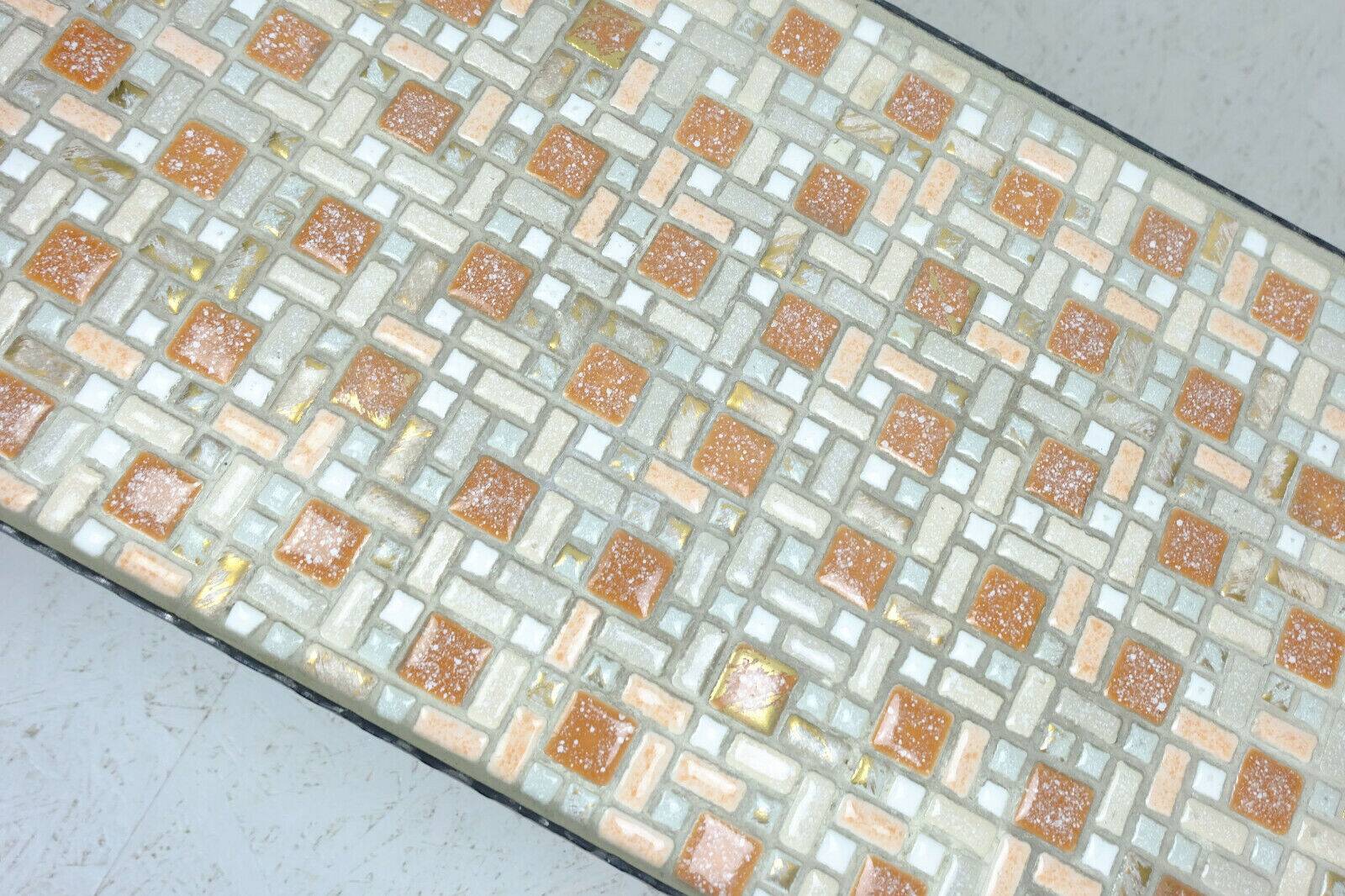 1960s side table mid century mosaic plant stand with wrought iron frame