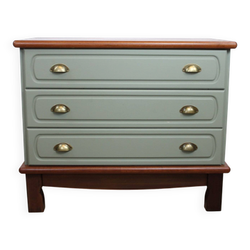 Vintage chest of drawers stamped Gautier in sage green, 1970s.