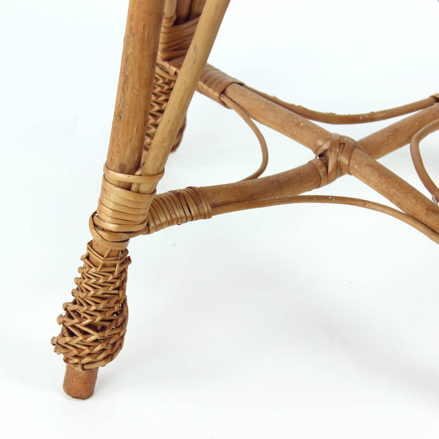 Vintage rattan stool, Czechoslovakia 1960s