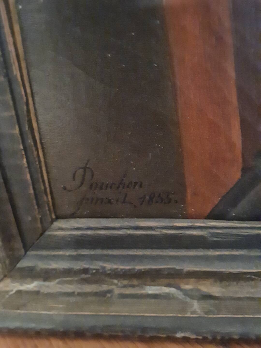 Pouchon, portrait of a woman oil on canvas dated 1855