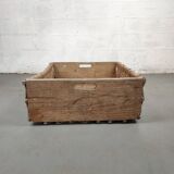 Set of 2 old large baskets with logs wood and wicker