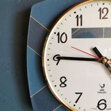 Vintage formica clock rectangular silent wall clock "Jaz golden blue"