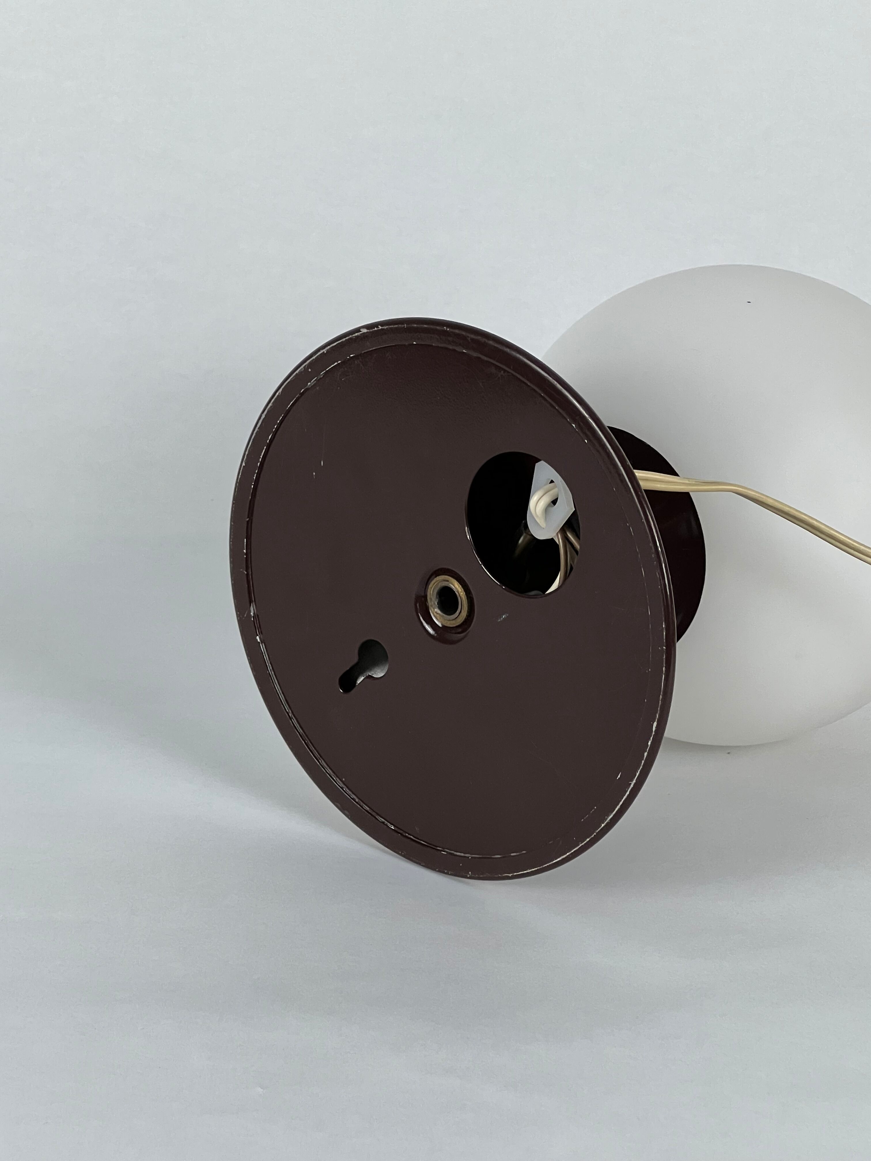 Wall lamp or table lamp in opaline glass and metal, 70s