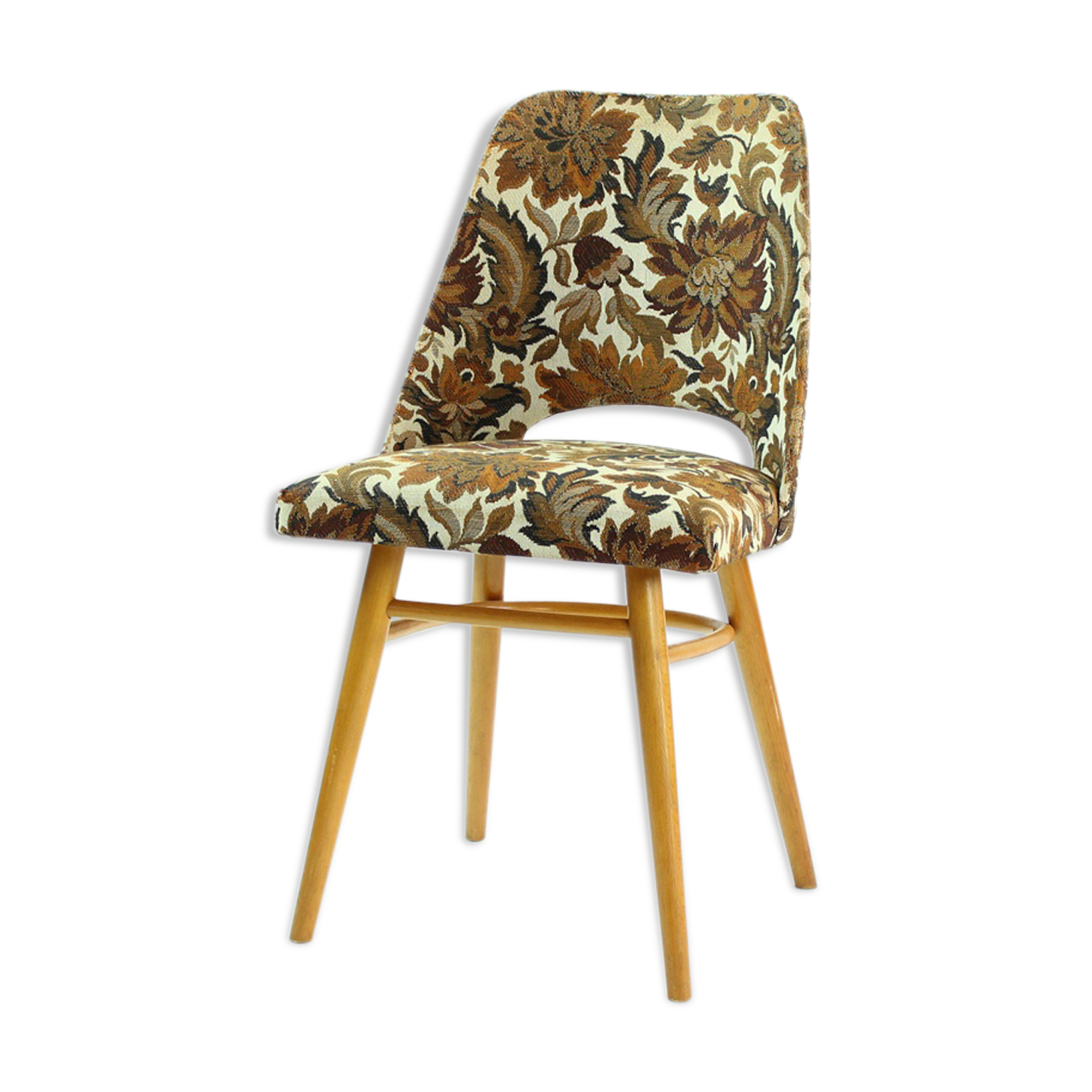 Vintage dining chair in bold flower pattern, 1960s