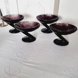 Set of 4 "Zig-Zag" dessert glasses in amethyst crystal Art Deco