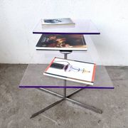Table d'appoint en acrylique transparent et chrome, années 70