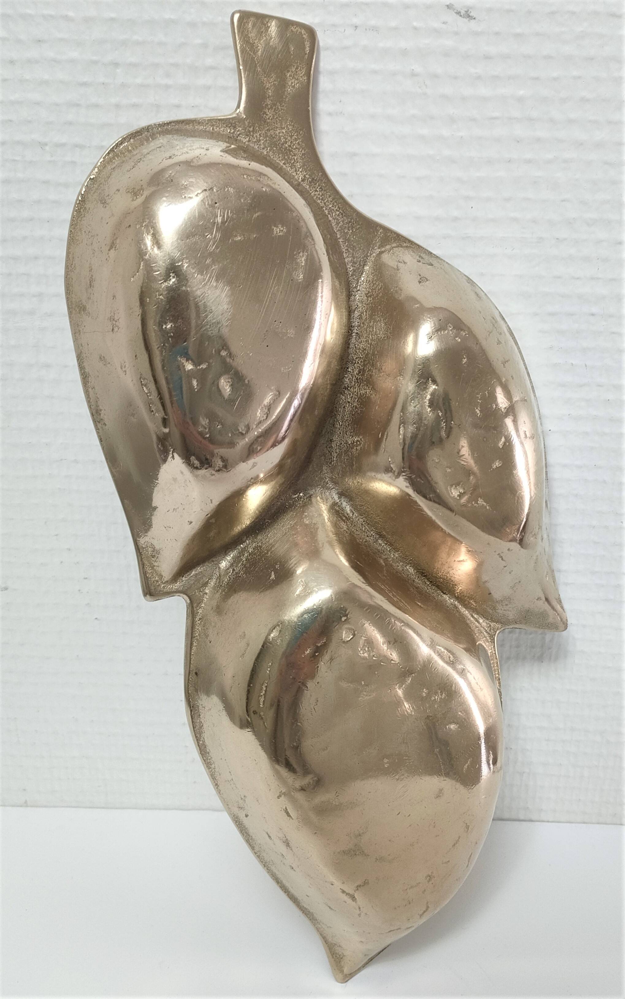 large tree leaf pocket emptier solid brass