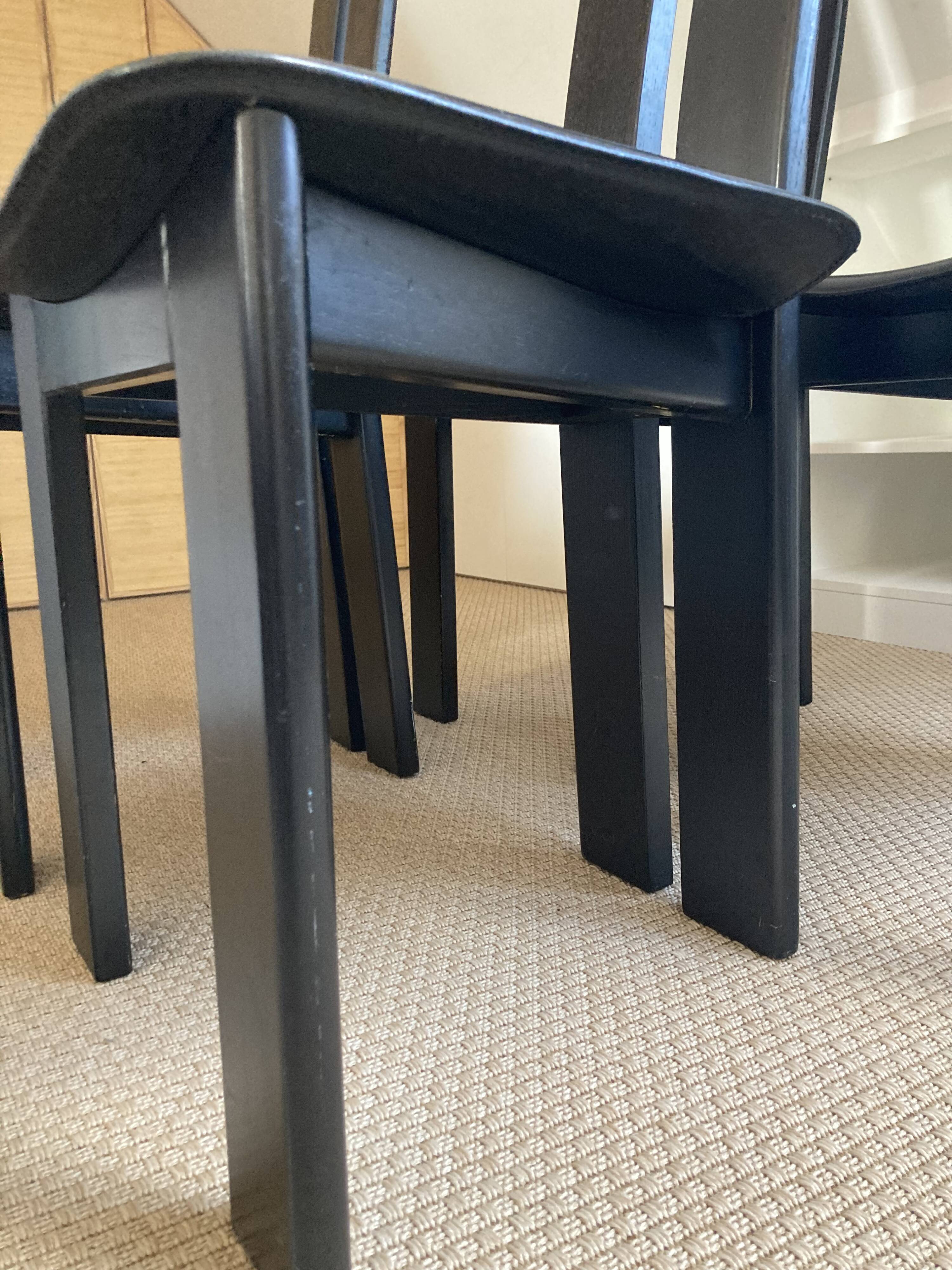 Set of 4 chairs black leather Pietro Constantini Italy 1970