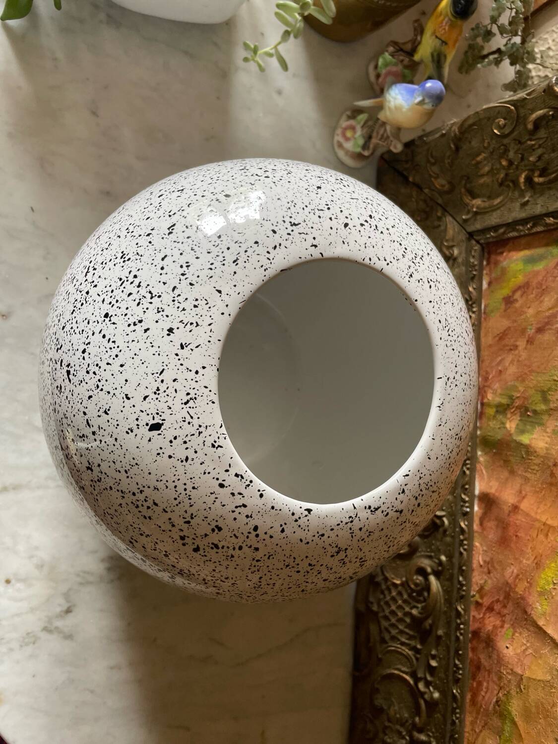 Large speckled ball vase 1980