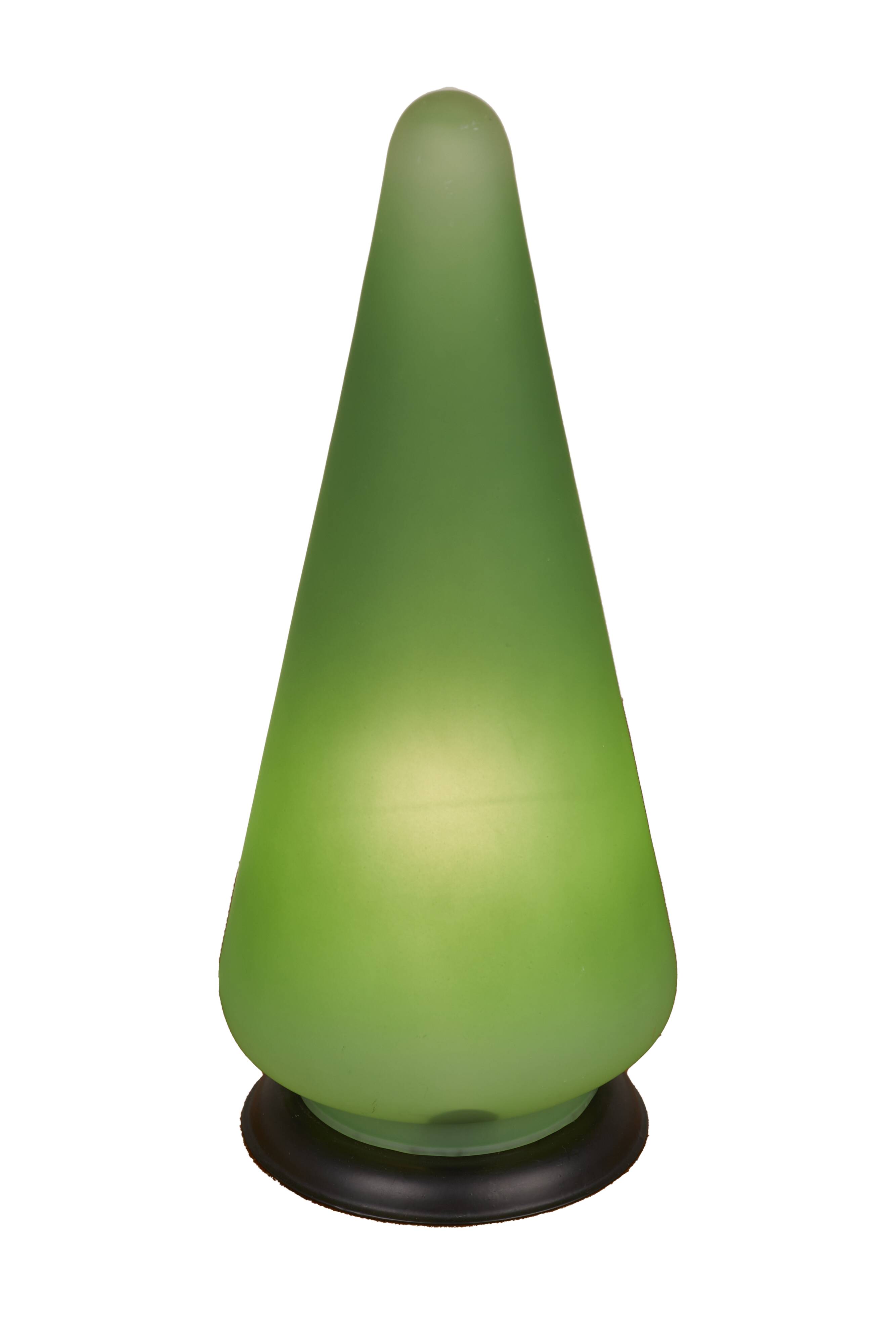 Green frosted glass "cone" lamp, France c. 1990