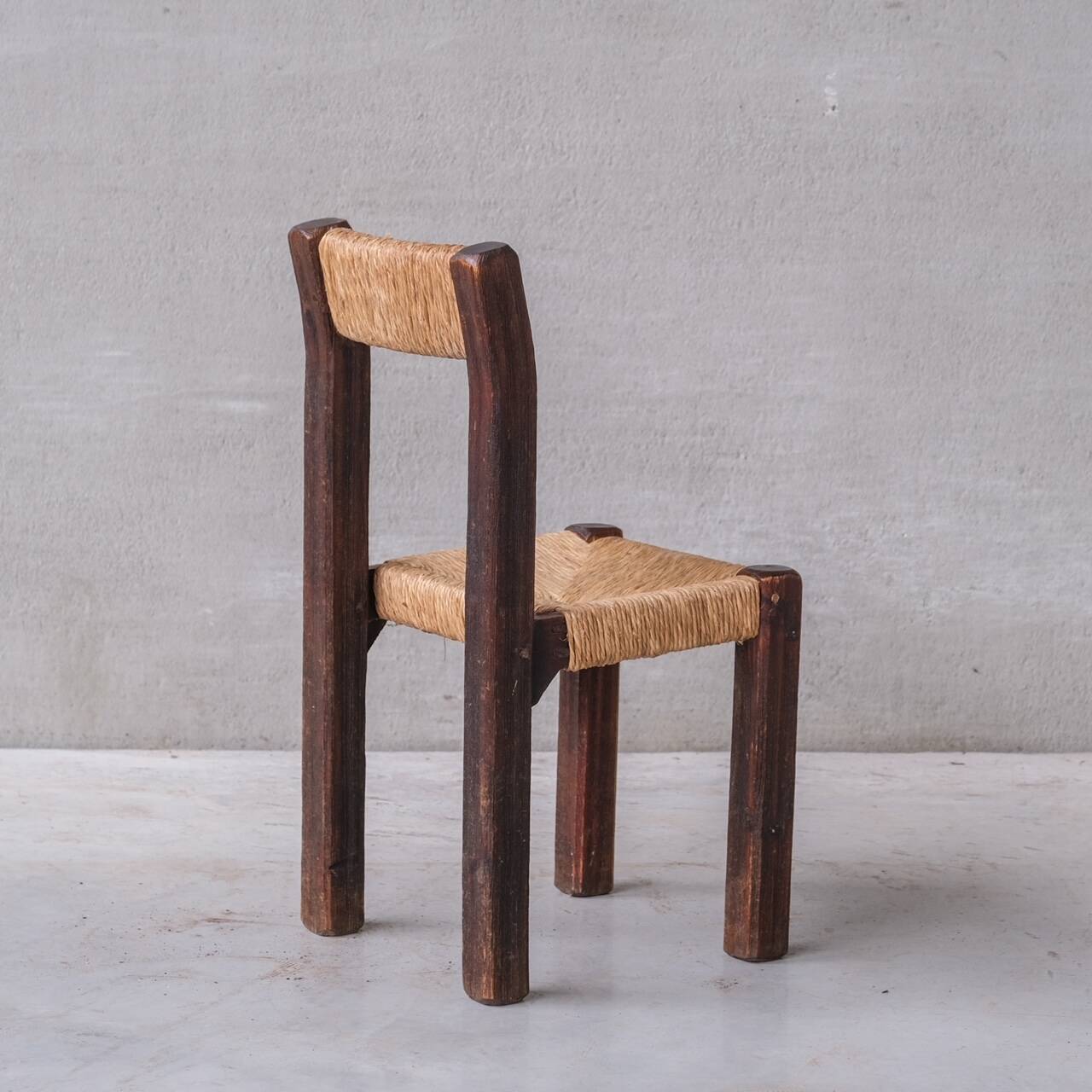 Ensemble de six chaises de salle à manger françaises Chunky Rush du milieu du siècle