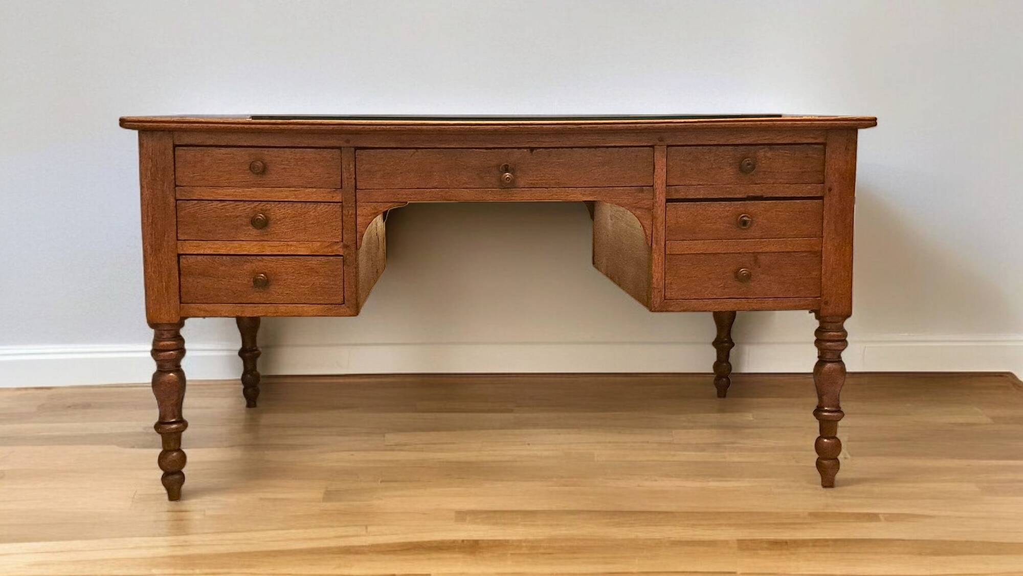 19th century Louis Philippe bureau plat in solid gilded oak
