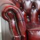 Set of 2 Red Leather Chesterfield Club Chairs with a Side Table