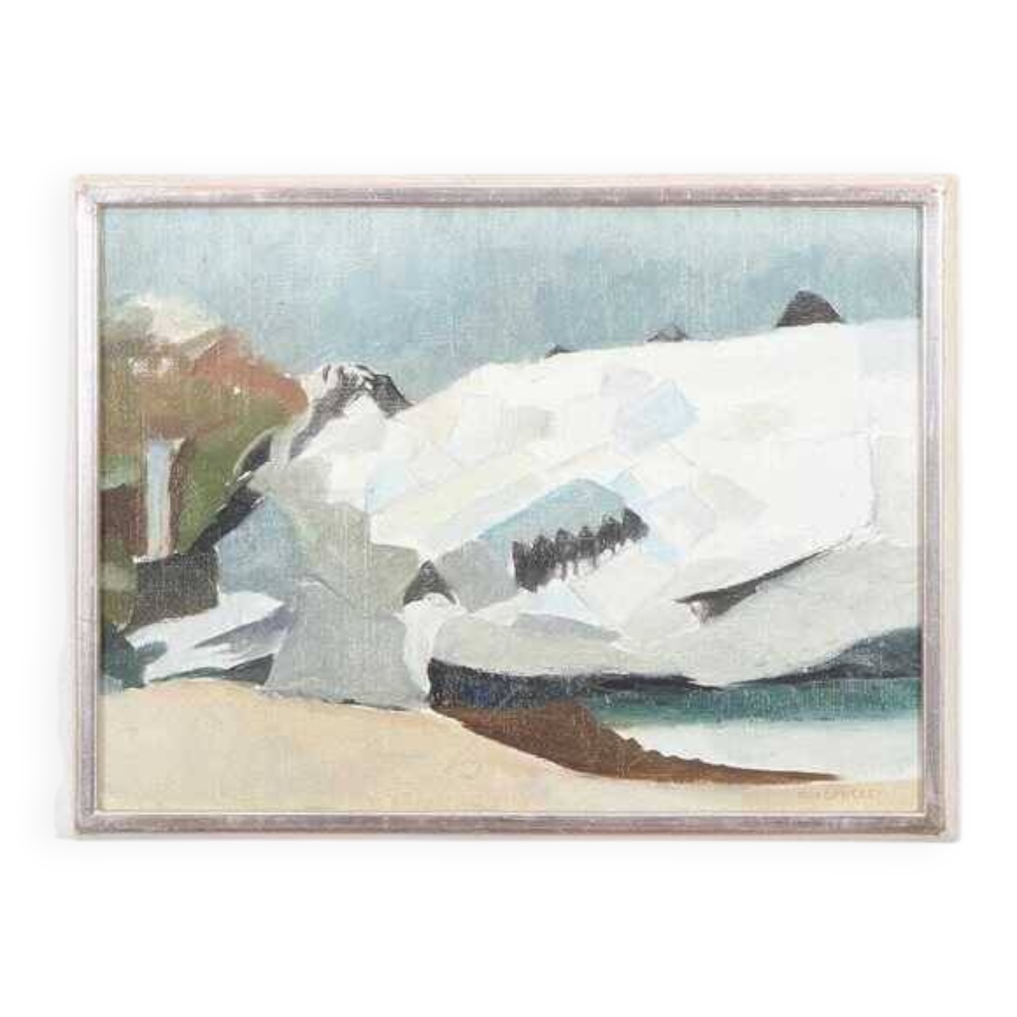 Original oil on canvas “Myrdalsjökull, Iceland” by Rolf Nordengren. Vintage & framed – 53 × 40 cm