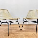 Paire de chaises d'appoint Spaghetti, design des années 1970 - Tchécoslovaquie