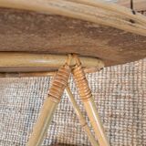 Vintage round bamboo and rattan table