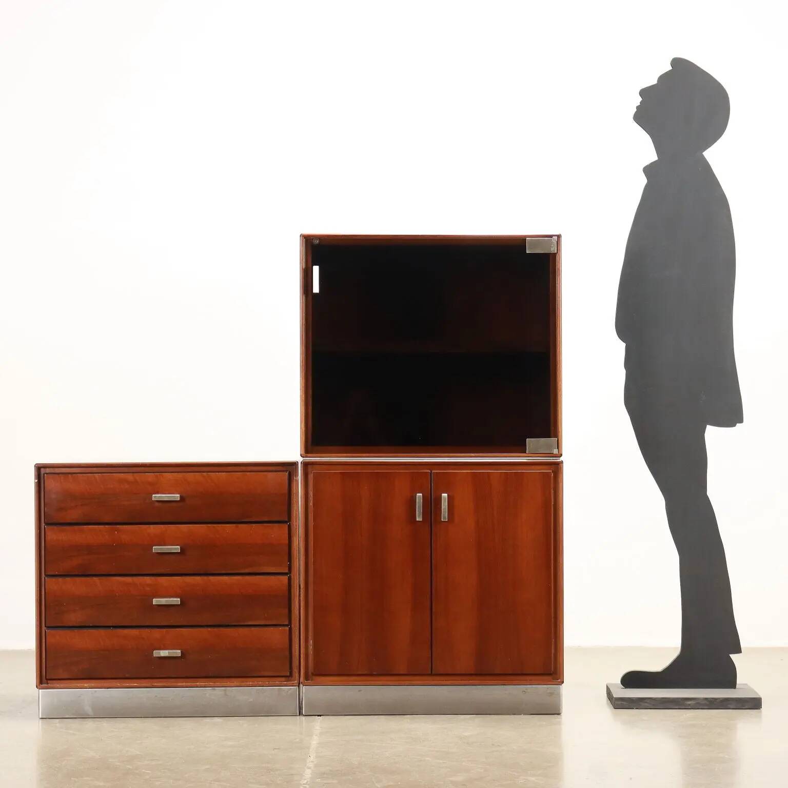 Meuble de salon Formanova en aluminium années 1970 modernisme