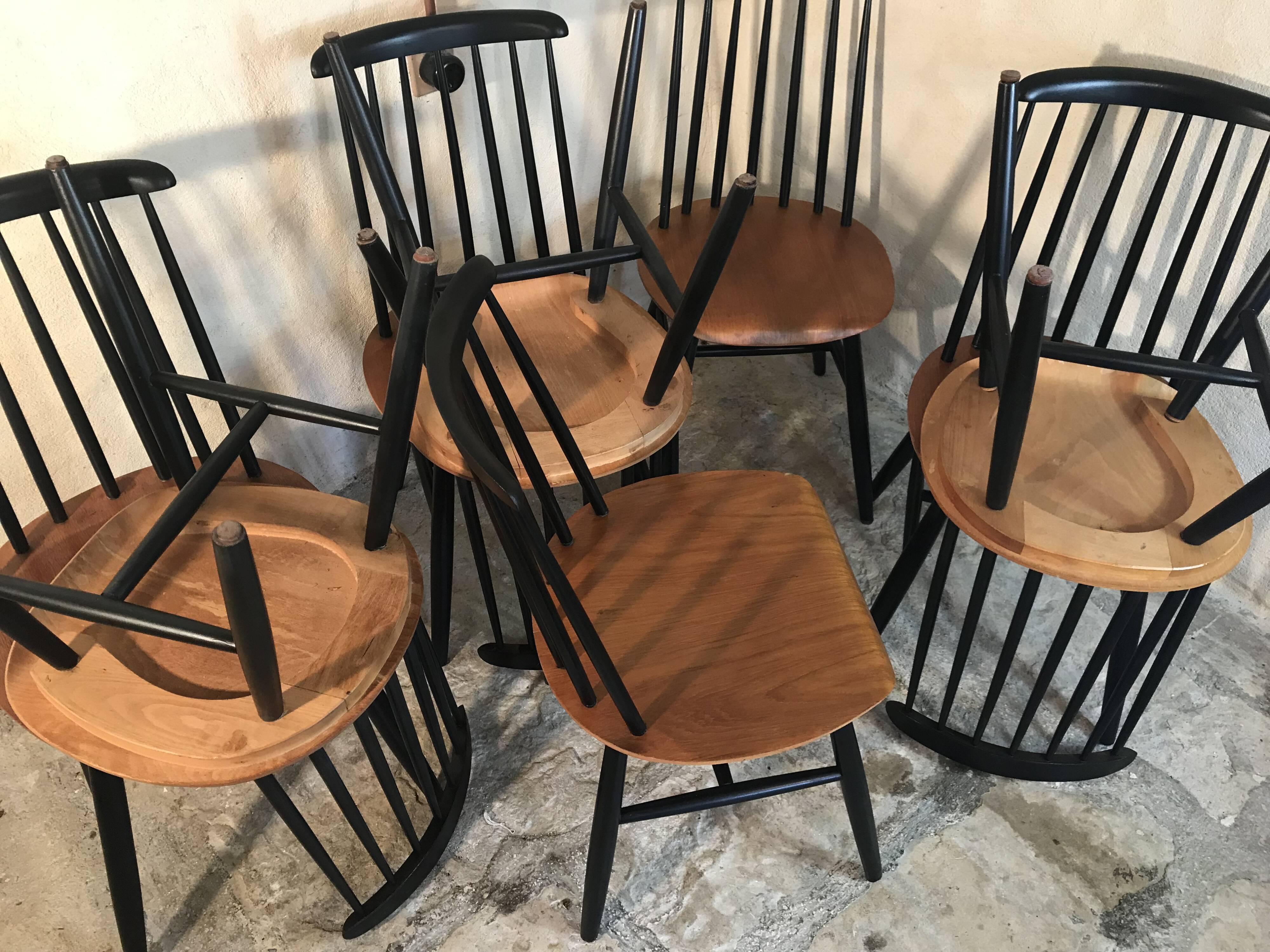 Set of 8 Scandinavian vintage Tapiovaara chairs