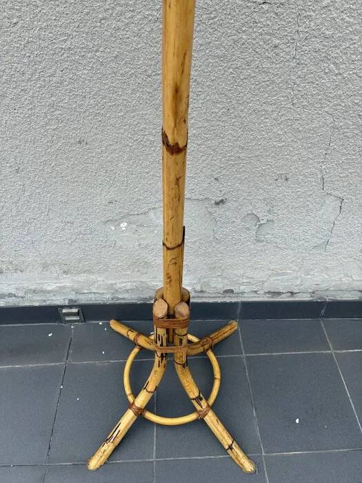 Italian Bamboo & Rattan Coat Stand — Vintage, 1970s