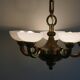 A modern Danish Art Deco chandelier, glass and brass, 1940s.