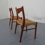 Set of Teak and Paper Cord Dining Chairs by Ejner Larsen for Glyngøre Stolefabrik, 1960s