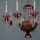 Chandelier pendants 19th golden colored glass and gilding