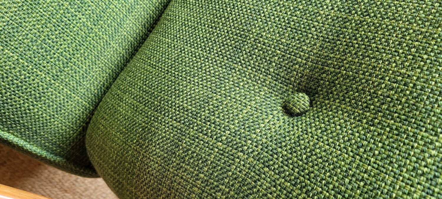 Pair of vintage armchair green fabrics