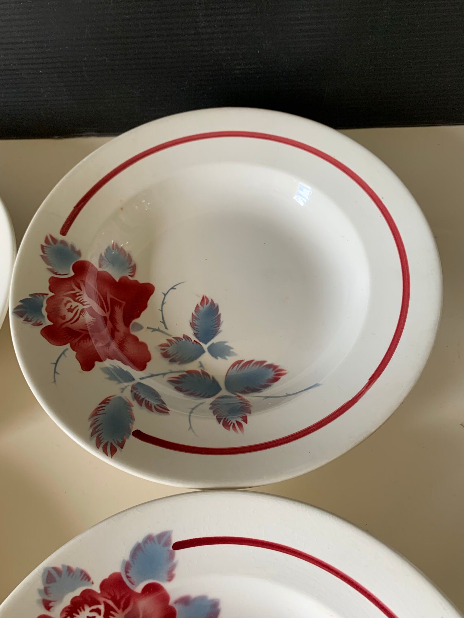 4 Digoin earthenware plates