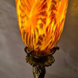 art nouveau rocaille style bronze lamp, superb tulip, 36x15, very good condition