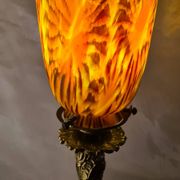 art nouveau rocaille style bronze lamp, superb tulip, 36x15, very good condition