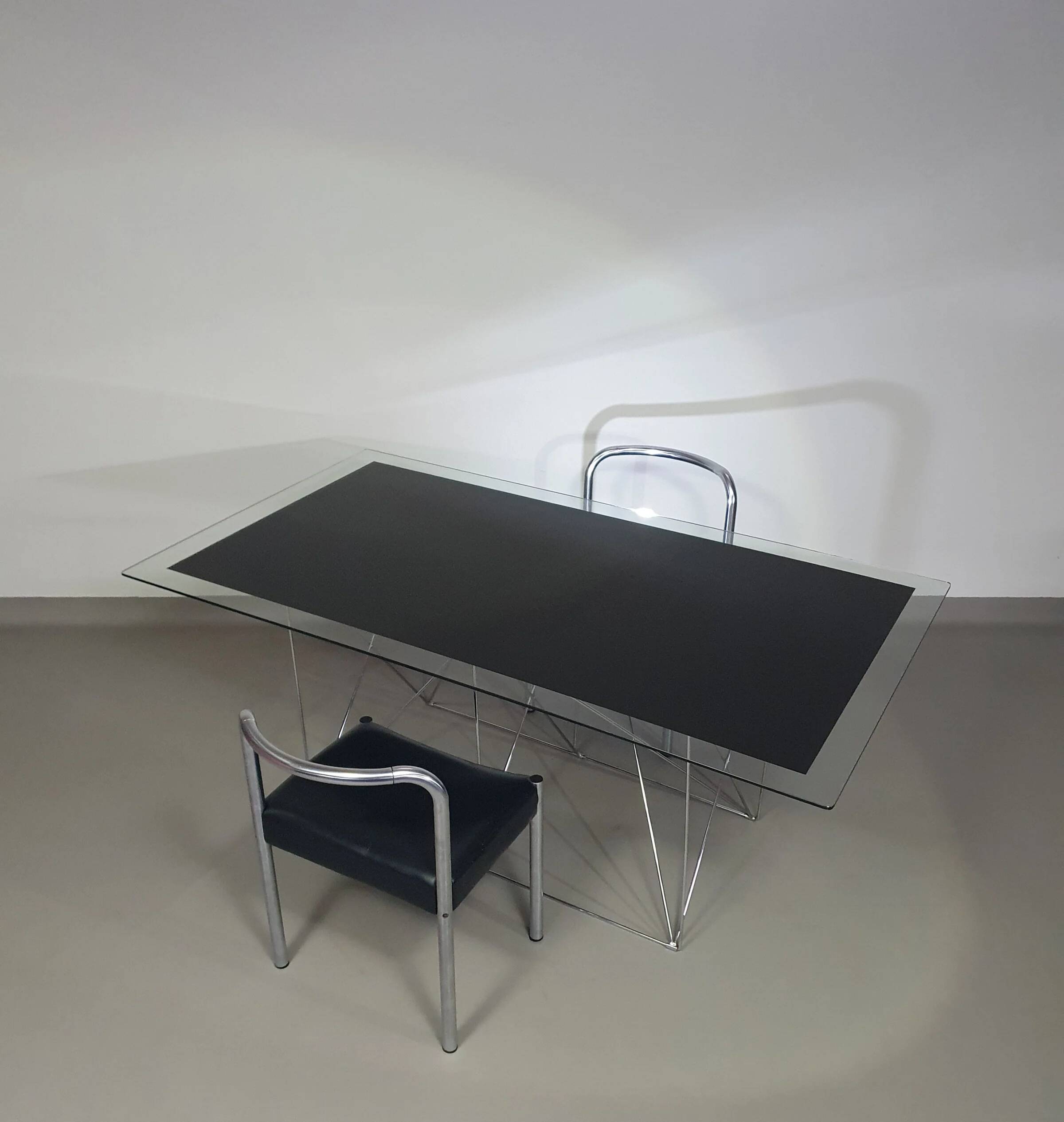 Steel and glass dining table by Max Sauze for Max Sauze Studio, 1970s