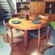 Round table in vintage teak 60s Scandinavian Rochebobois