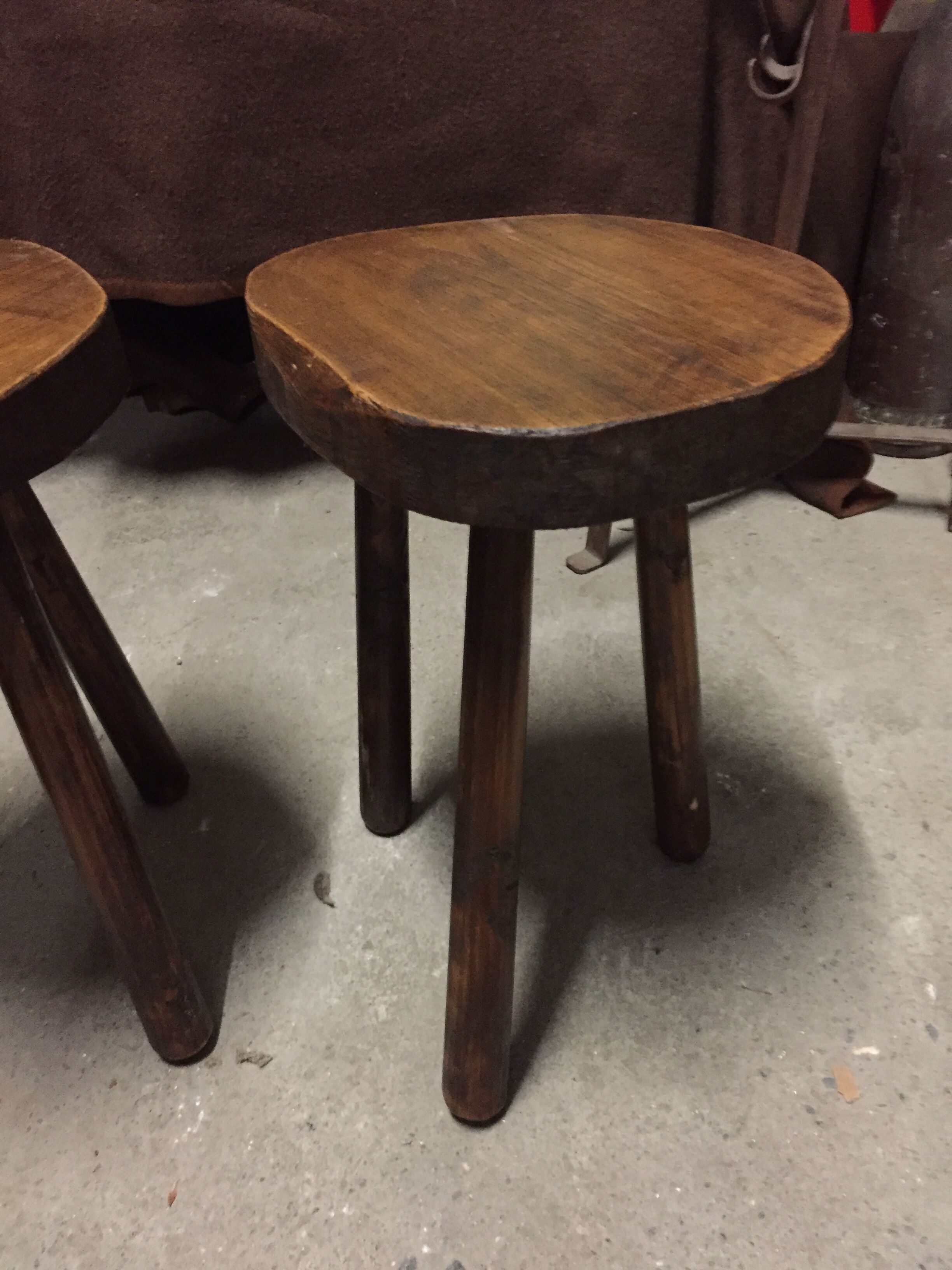 Lot of 2 vintage elm stools