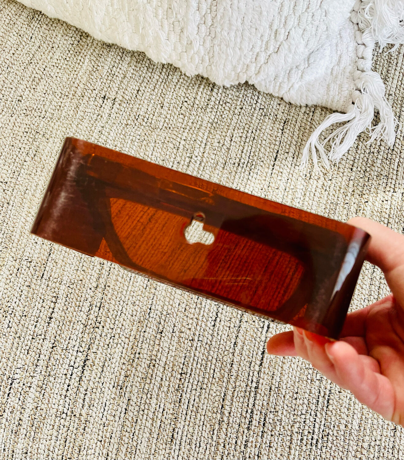 Vintage swivel mirror 70 ́s amber plastic